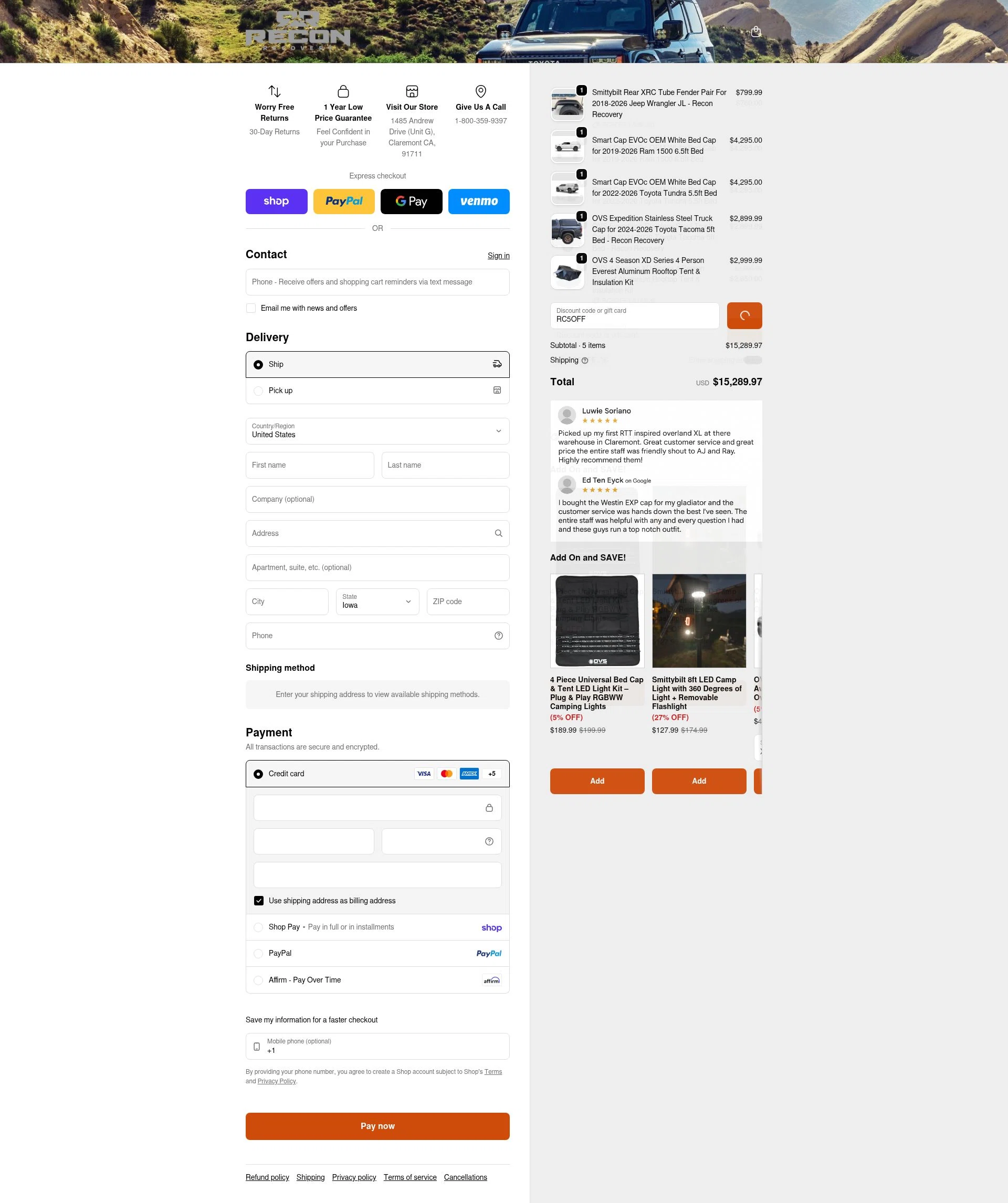 Reconrecovery checkout page showing Reconrecovery promo code box | Screenshot taken by SimplyCodes community member on Feb 13, 2026