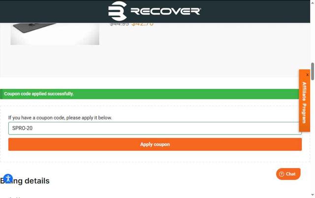 Recover Tactical checkout page showing Recover Tactical coupon code box | Screenshot taken by SimplyCodes community member on Jul 8, 2025
