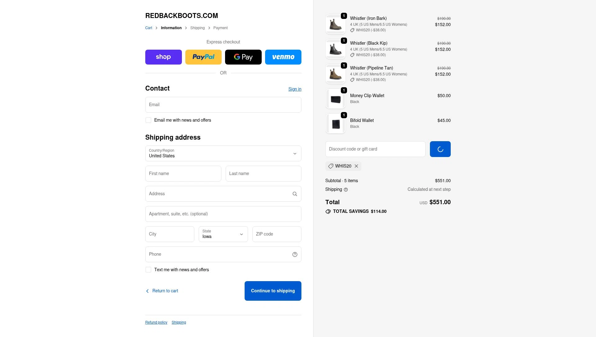 Redback Boots checkout page showing Redback Boots discount code box | Screenshot taken by SimplyCodes community member on Jan 22, 2026