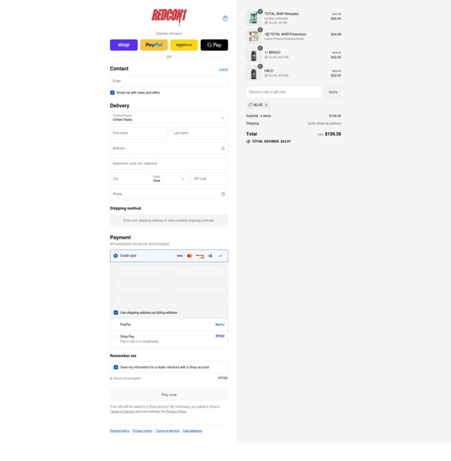 Redcon1 checkout page showing Redcon1 discount code box | Screenshot taken by SimplyCodes community member on Sep 7, 2025