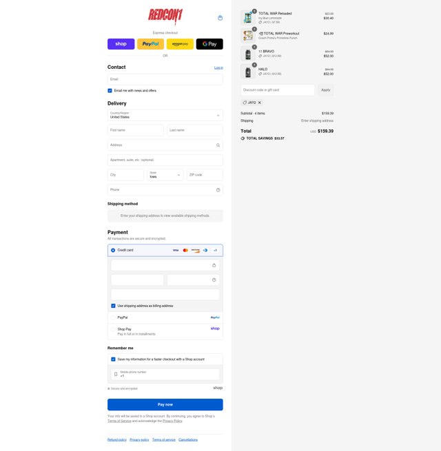 Redcon1 checkout page showing Redcon1 discount code box | Screenshot taken by SimplyCodes community member on Sep 7, 2025