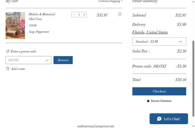 Re-D'Fine Me LLC checkout page showing Re-D'Fine Me LLC promo code box | Screenshot taken by SimplyCodes community member on Sep 25, 2025