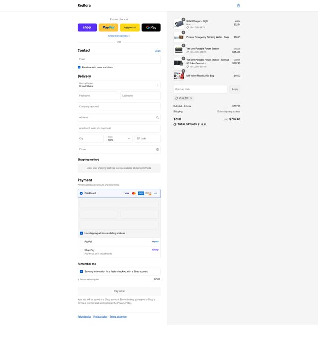 Redfora checkout page showing Redfora discount code box | Screenshot taken by SimplyCodes community member on Sep 8, 2025