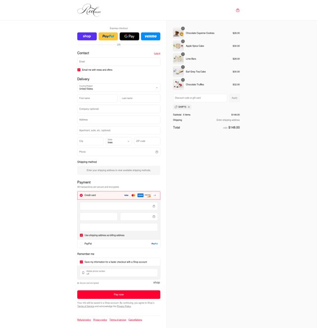 Red Velvet NYC checkout page showing Red Velvet NYC promo code box | Screenshot taken by SimplyCodes community member on Aug 29, 2025