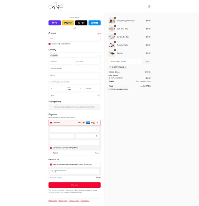 Red Velvet NYC checkout page showing Red Velvet NYC promo code box | Screenshot taken by SimplyCodes community member on Sep 2, 2025