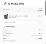 Red White Blue Apparel coupon verification screenshot