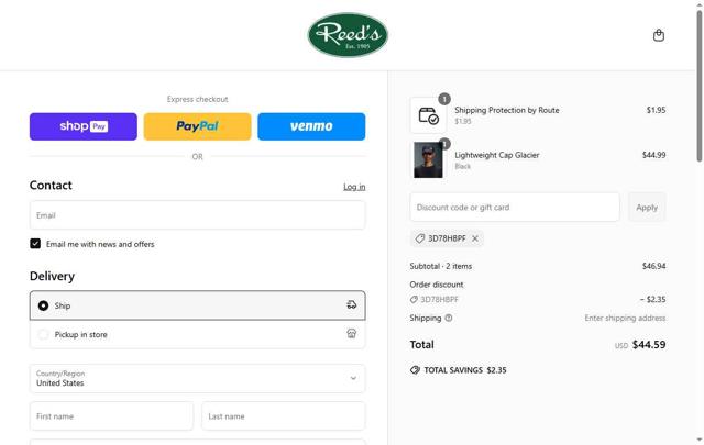 Reed's checkout page showing Reed's promo code box | Screenshot taken by SimplyCodes community member on Jun 17, 2025