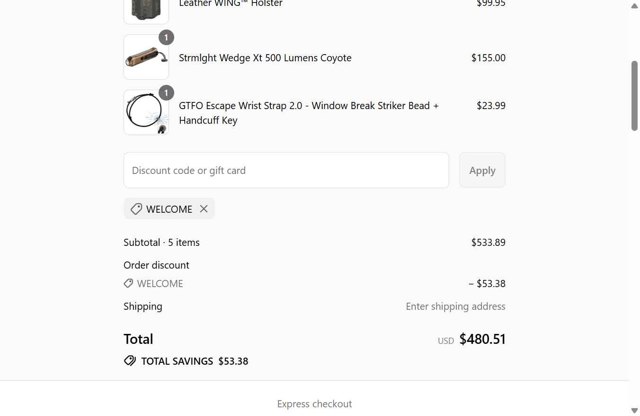 RE Factor Tactical checkout page showing RE Factor Tactical discount code box | Screenshot taken by SimplyCodes community member on Sep 1, 2025
