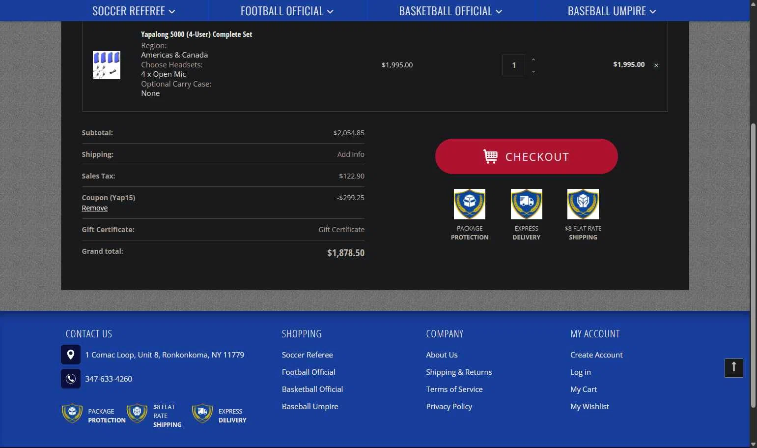 Referee Store checkout page showing Referee Store coupon code box | Screenshot taken by SimplyCodes community member on Jan 31, 2026
