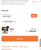 WELCOME27 coupon verification screenshot