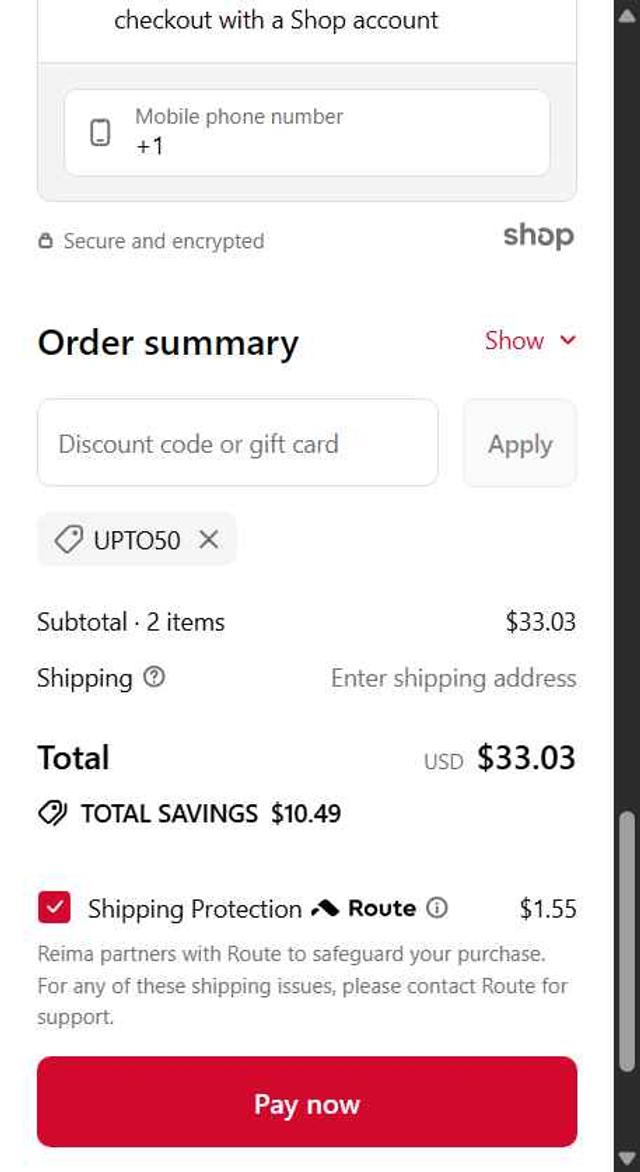 Reima checkout page showing Reima discount code box | Screenshot taken by SimplyCodes community member on Sep 1, 2025