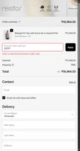 Reistor coupon verification screenshot