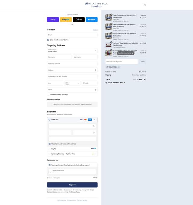 Relax The Back checkout page showing Relax The Back discount code box | Screenshot taken by SimplyCodes community member on Sep 11, 2025