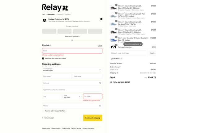 Relay Goods checkout page showing Relay Goods discount code box | Screenshot taken by SimplyCodes community member on May 20, 2025