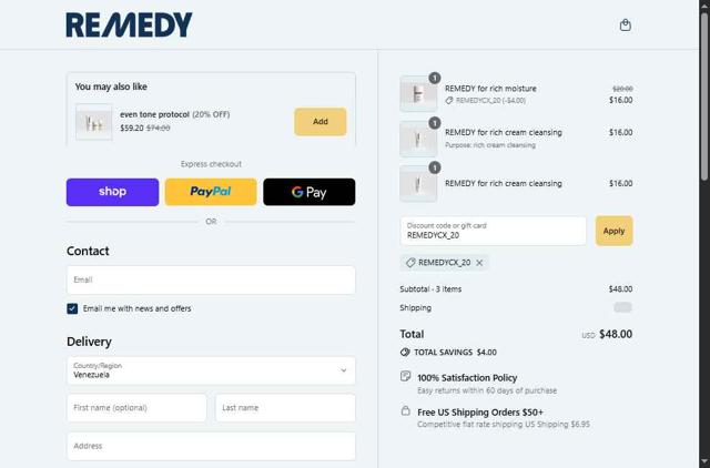 Remedy Science checkout page showing Remedy Science discount code box | Screenshot taken by SimplyCodes community member on Sep 11, 2025