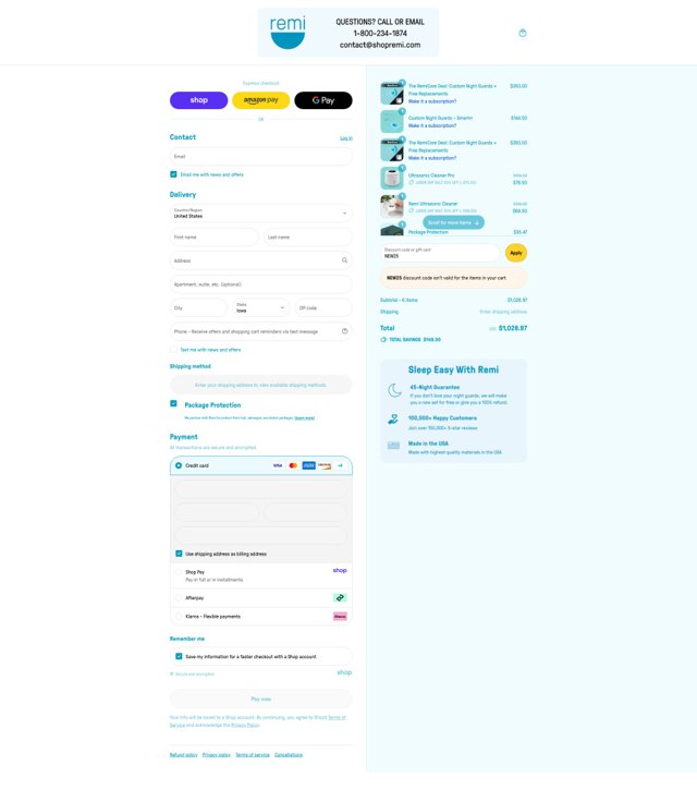 Remi checkout page showing Remi discount code box | Screenshot taken by SimplyCodes community member on Sep 6, 2025