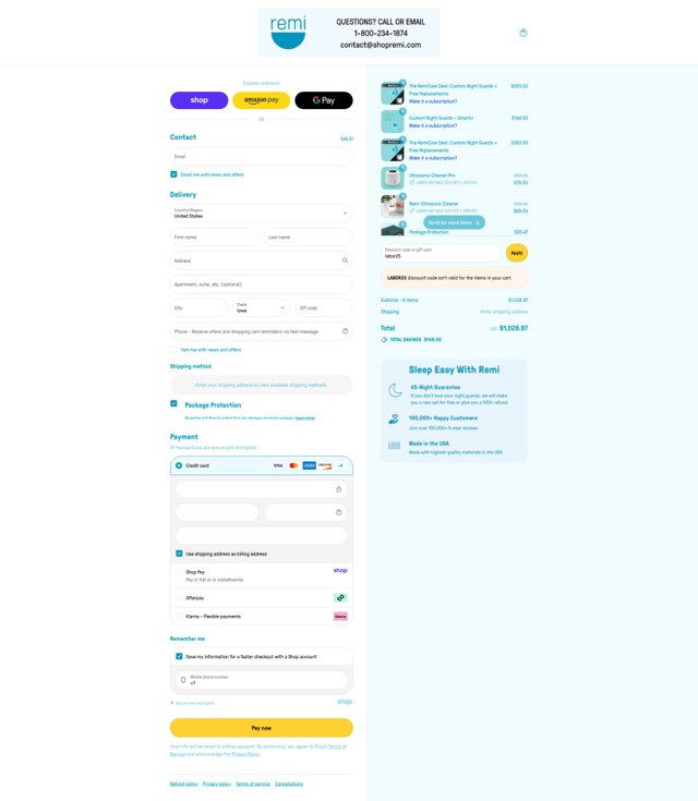 Remi checkout page showing Remi discount code box | Screenshot taken by SimplyCodes community member on Sep 6, 2025