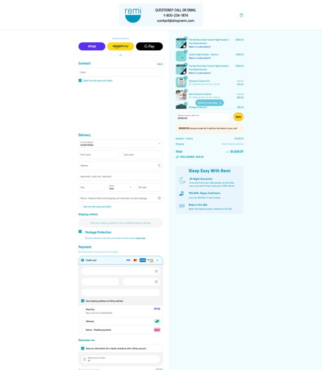 Remi checkout page showing Remi discount code box | Screenshot taken by SimplyCodes community member on Sep 6, 2025
