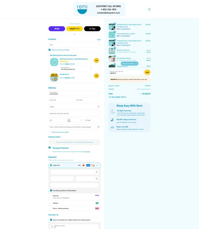 Remi checkout page showing Remi discount code box | Screenshot taken by SimplyCodes community member on Sep 6, 2025