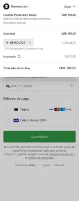 REMOVE25 coupon verification screenshot