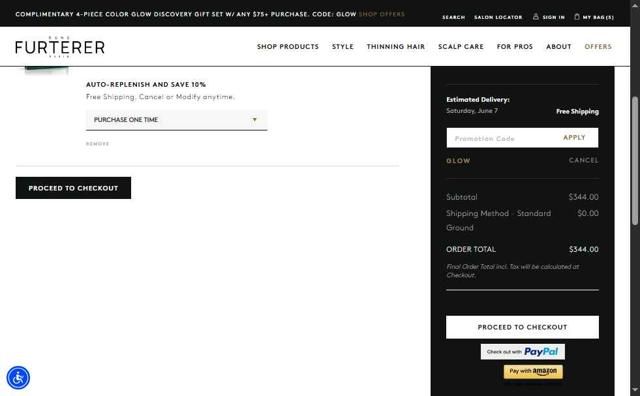 Rene Furterer checkout page showing Rene Furterer promo code box | Screenshot taken by SimplyCodes community member on May 30, 2025
