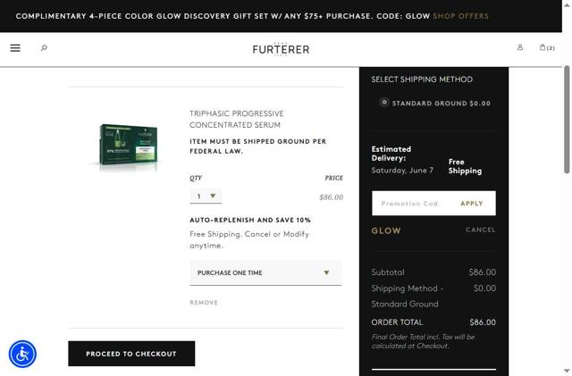 Rene Furterer checkout page showing Rene Furterer promo code box | Screenshot taken by SimplyCodes community member on May 30, 2025