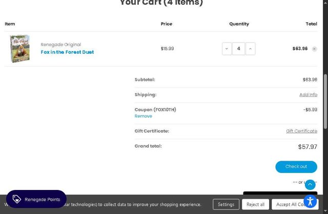 Renegade Game Studios checkout page showing Renegade Game Studios discount code box | Screenshot taken by SimplyCodes community member on Jun 1, 2025