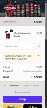 Ez25 coupon verification screenshot