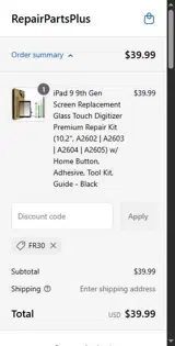 FR30 coupon verification screenshot
