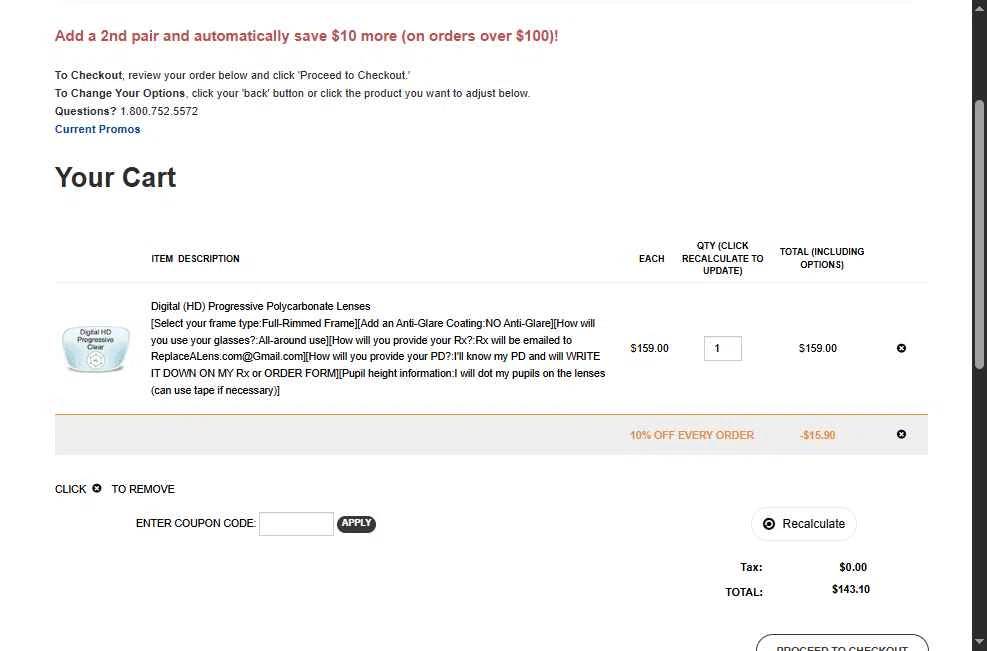 ReplaceALens checkout page showing ReplaceALens promo code box | Screenshot taken by SimplyCodes community member on Aug 2, 2025