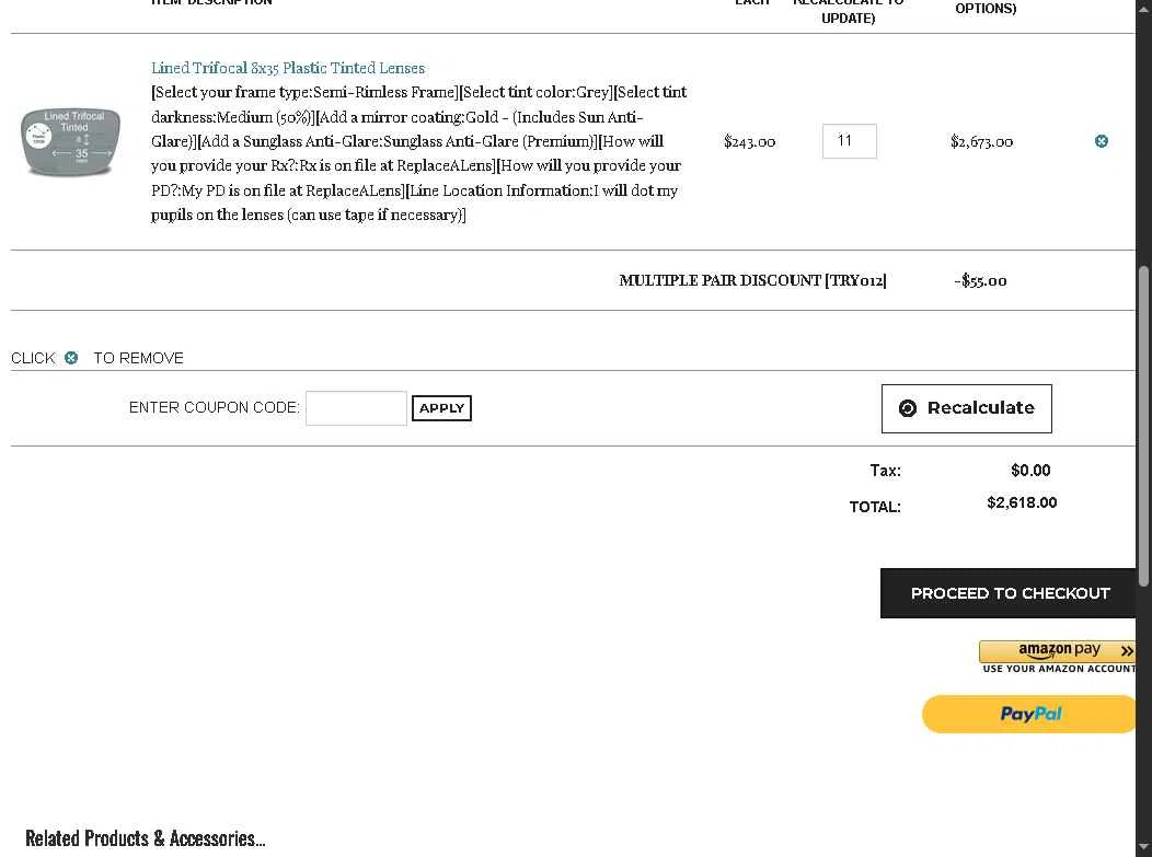 ReplaceALens checkout page showing ReplaceALens promo code box | Screenshot taken by SimplyCodes community member on Nov 13, 2025