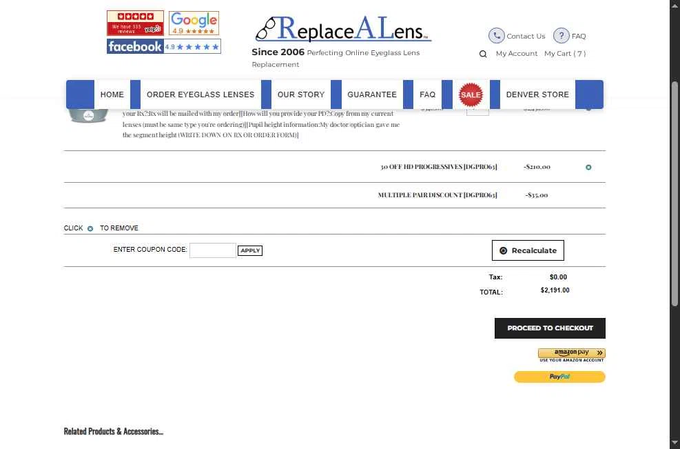 ReplaceALens checkout page showing ReplaceALens promo code box | Screenshot taken by SimplyCodes community member on Jul 17, 2025