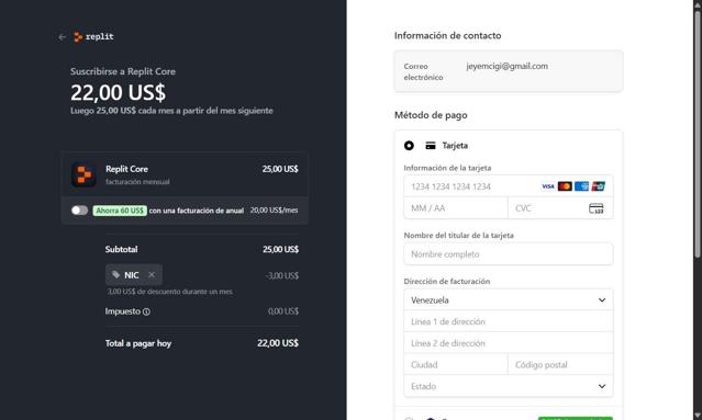 Replit checkout page showing Replit promo code box | Screenshot taken by SimplyCodes community member on Sep 14, 2025