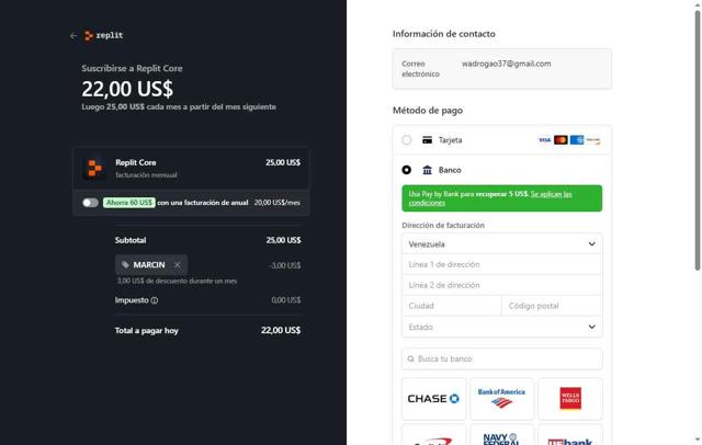 Replit checkout page showing Replit promo code box | Screenshot taken by SimplyCodes community member on Sep 12, 2025
