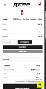 RAALF15 coupon verification screenshot