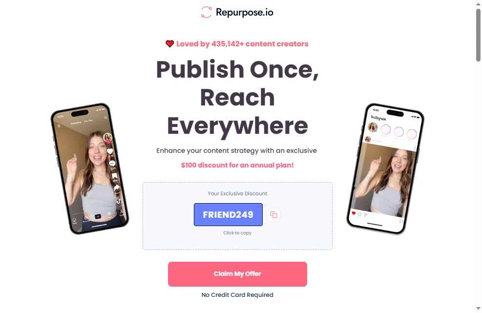 Repurpose.io checkout page showing Repurpose.io promo code box | Screenshot taken by SimplyCodes community member on Jan 11, 2026