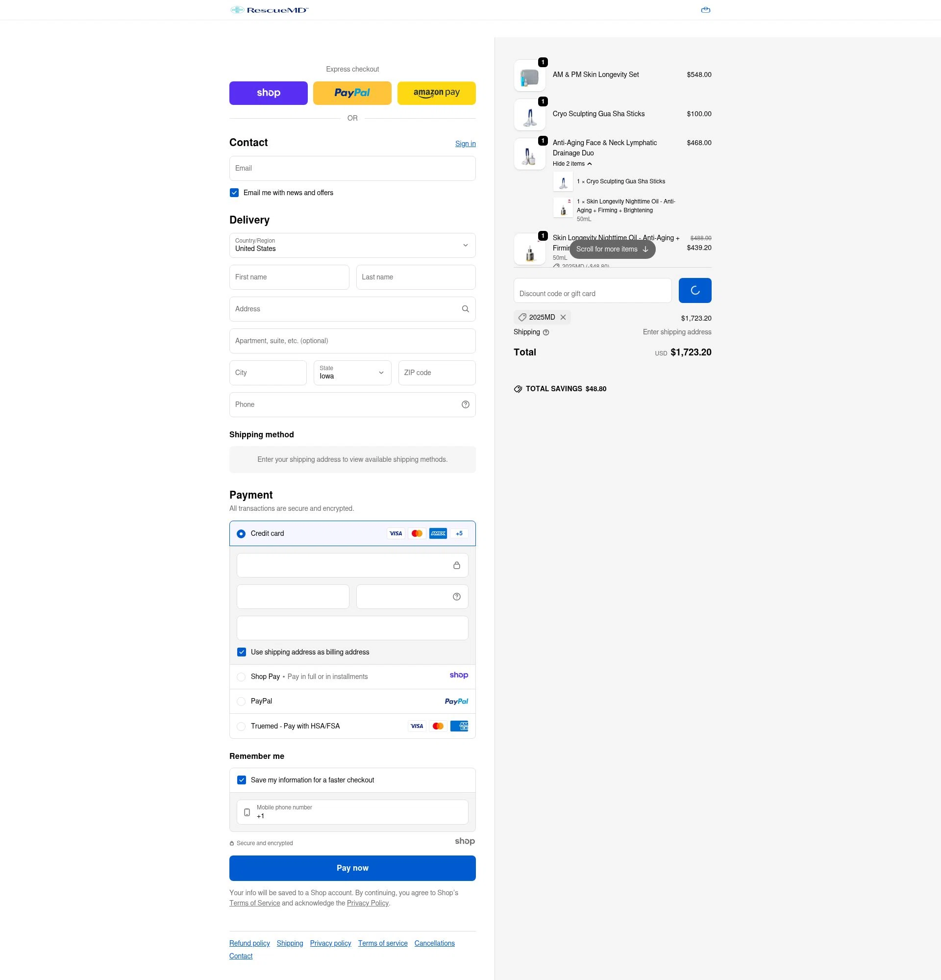 RescueMD checkout page showing RescueMD promo code box | Screenshot taken by SimplyCodes community member on Dec 31, 2025