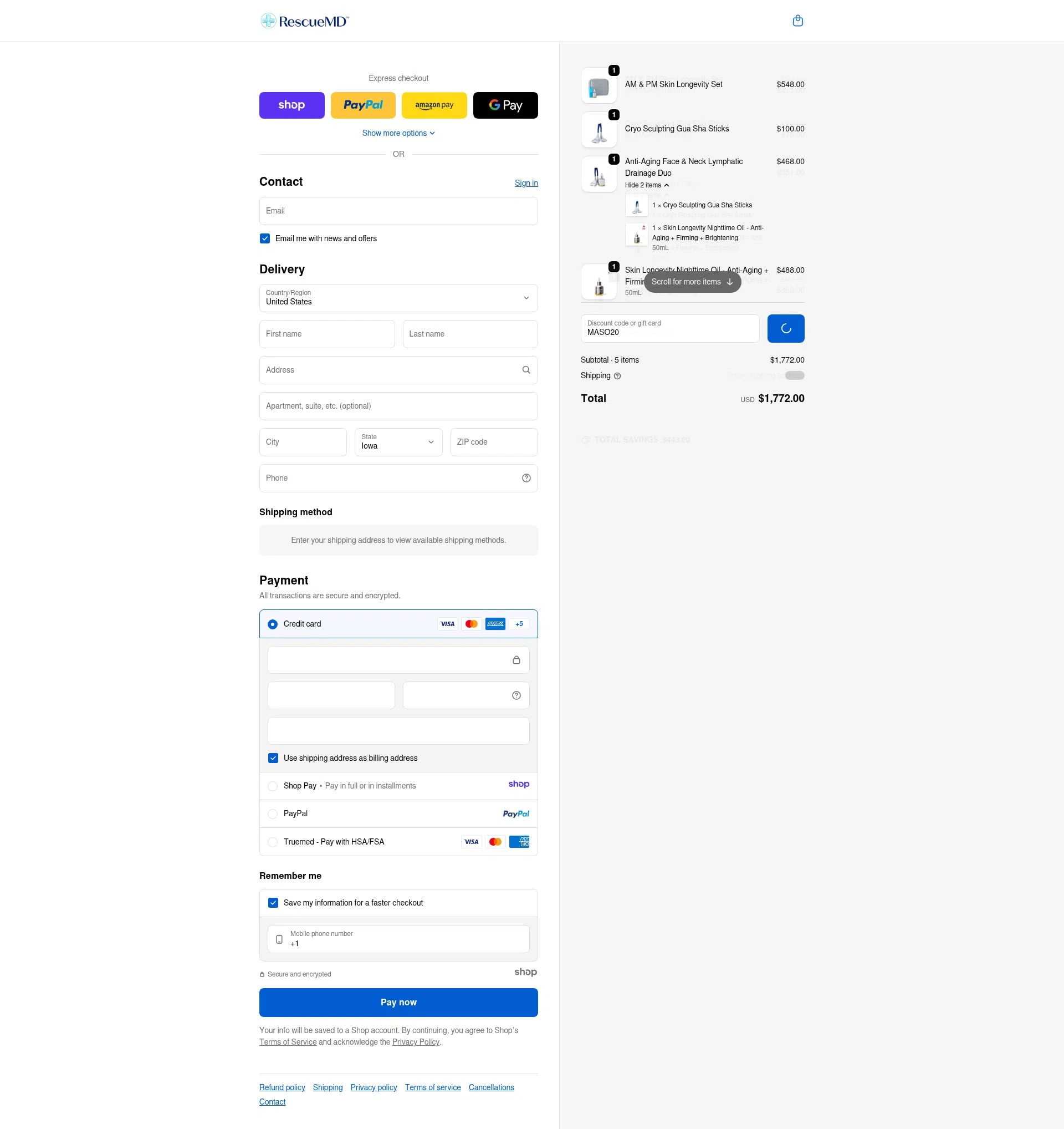 RescueMD checkout page showing RescueMD promo code box | Screenshot taken by SimplyCodes community member on Dec 20, 2025