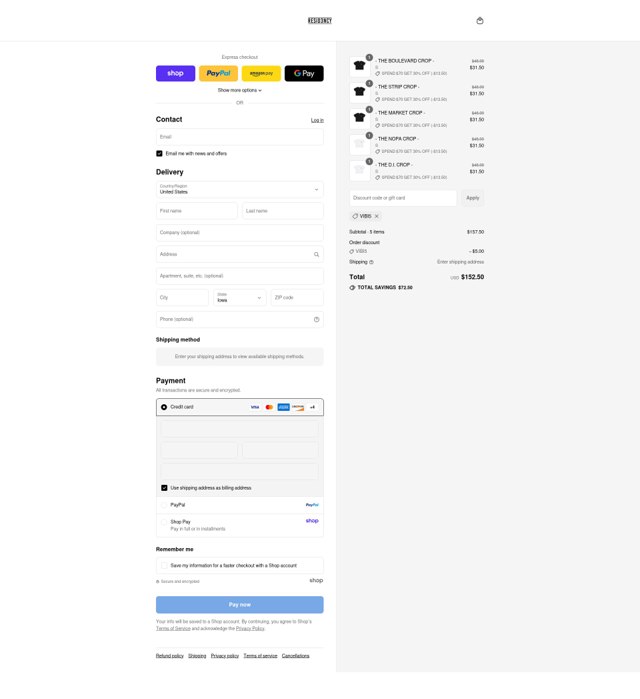 RESID3NCY checkout page showing RESID3NCY discount code box | Screenshot taken by SimplyCodes community member on Sep 4, 2025