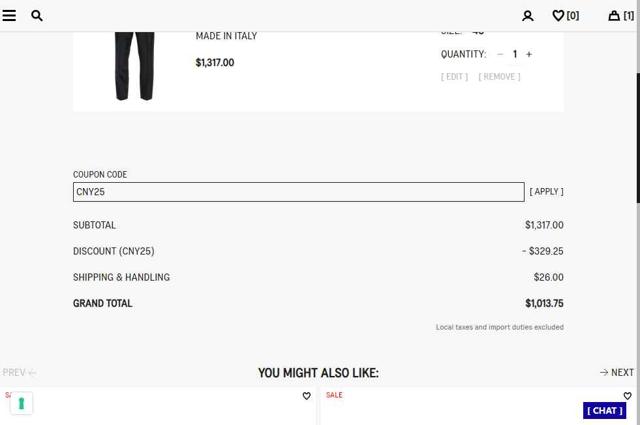 Residenza 725 IT checkout page showing Residenza 725 IT promo code box | Screenshot taken by SimplyCodes community member on Aug 13, 2025