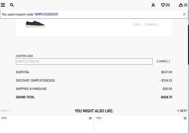 Residenza 725 IT checkout page showing Residenza 725 IT promo code box | Screenshot taken by SimplyCodes community member on Sep 13, 2025