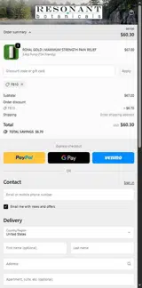 Resonant Botanicals coupon verification screenshot