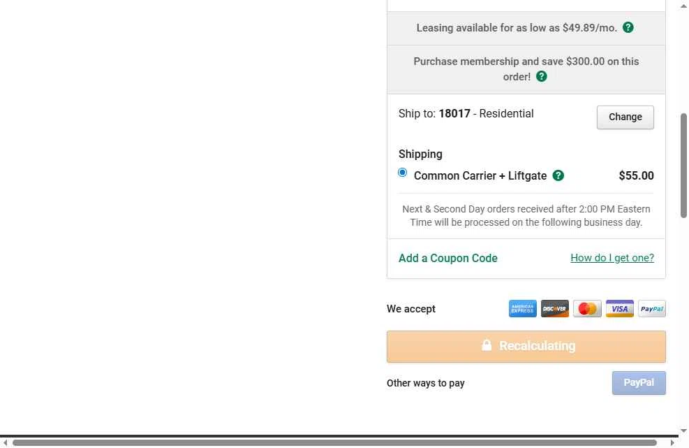 The Restaurant Store checkout page showing The Restaurant Store coupon code box | Screenshot taken by SimplyCodes community member on Jan 11, 2026