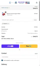 RELIEF15 coupon verification screenshot