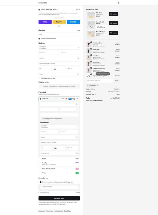 Retrofête checkout page showing Retrofête promo code box | Screenshot taken by SimplyCodes community member on Aug 31, 2025