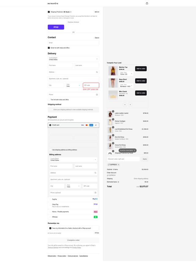 Retrofête checkout page showing Retrofête promo code box | Screenshot taken by SimplyCodes community member on Sep 12, 2025