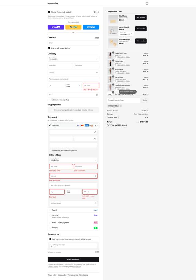 Retrofête checkout page showing Retrofête promo code box | Screenshot taken by SimplyCodes community member on Aug 27, 2025
