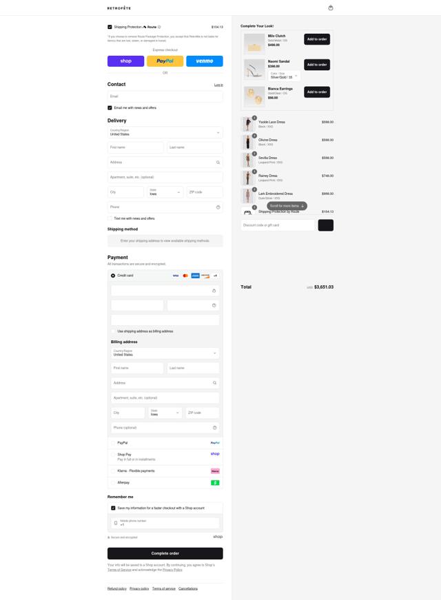 Retrofête checkout page showing Retrofête promo code box | Screenshot taken by SimplyCodes community member on Aug 31, 2025