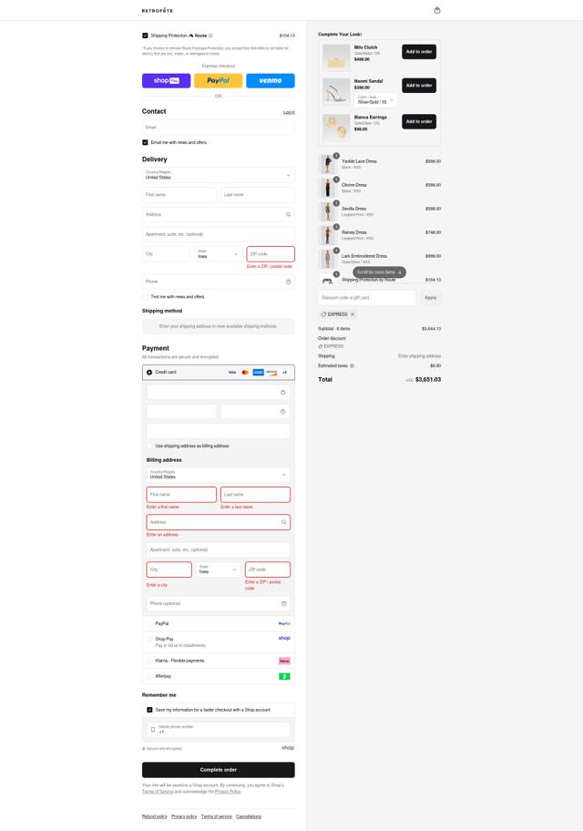 Retrofête checkout page showing Retrofête promo code box | Screenshot taken by SimplyCodes community member on Aug 27, 2025