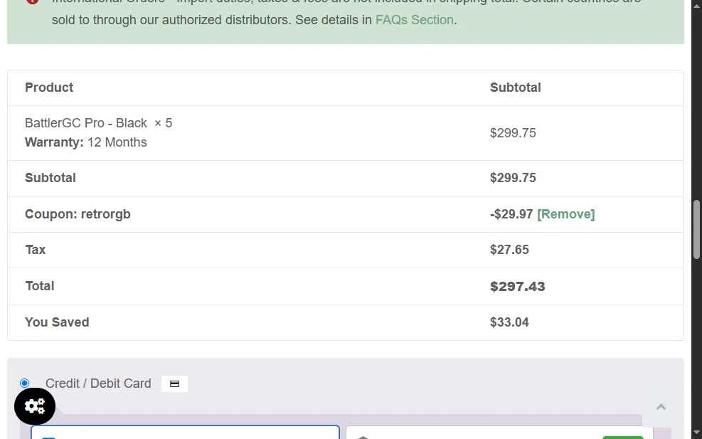 Retro Fighters checkout page showing Retro Fighters coupon code box | Screenshot taken by SimplyCodes community member on Oct 11, 2025